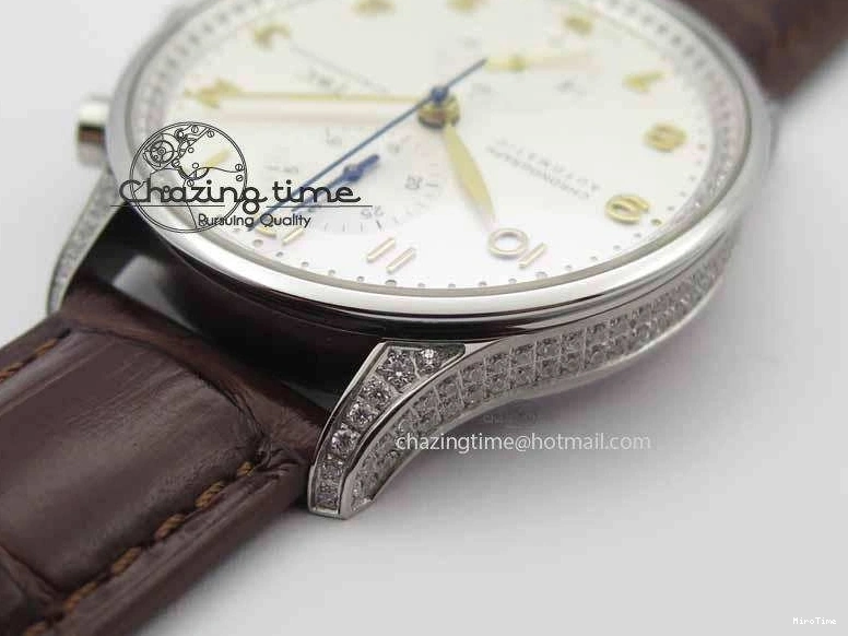 MIROTIME 1219 Portuguese IW3714 Diam ZF V2 1:1 Best Edition White Dial RG Numbers On Brown Leather Strap A79350 (Slim Movement) Fashionable 7246